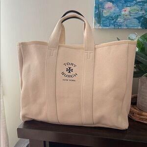 Tory Burch Cream Canvas Tote